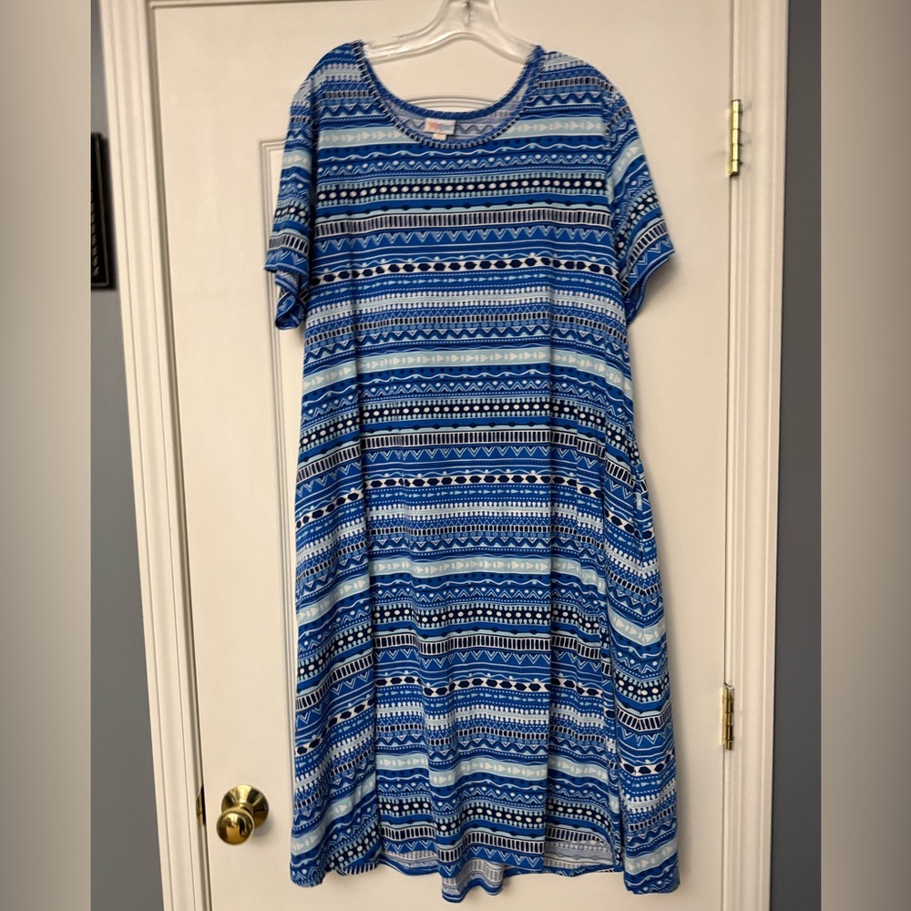 LuLaRoe Blue Geometric Dress - Picture 3 of 4